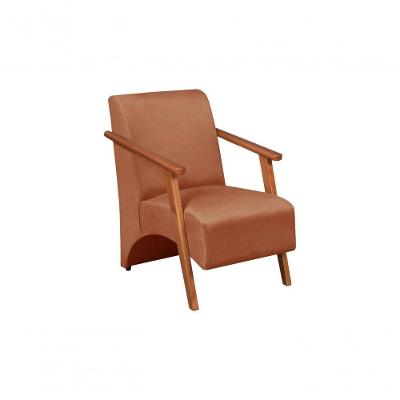 Poltrona Venus 1 Lugar Braço Madeira Maciça Tecido Suede Unidecor Terracota