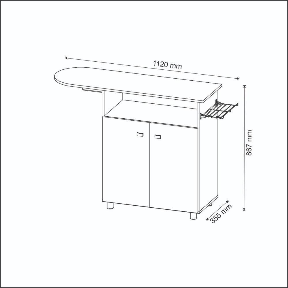 Tábua De Passar Roupa Com Armário 2 Portas Cr30007 Branca - 3