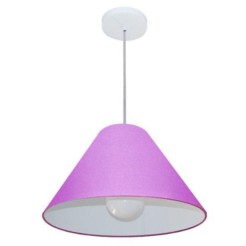 Lustre Pendente Cone Vivare Md-4078 Cúpula Em Tecido 25/40x15cm - Bivolt Lilás 127/220v - 1