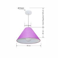Lustre Pendente Cone Vivare Md-4078 Cúpula Em Tecido 25/40x15cm - Bivolt Lilás 127/220v - 2