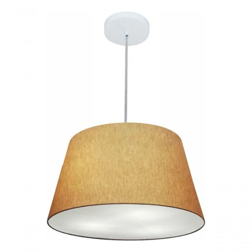 Lustre Pendente Cone Vivare Md-4021 Cúpula Em Tecido 21/40x30cm - Bivolt Palha 127/220v - 4