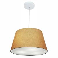 Lustre Pendente Cone Vivare Md-4021 Cúpula Em Tecido 21/40x30cm - Bivolt Palha 127/220v - 1