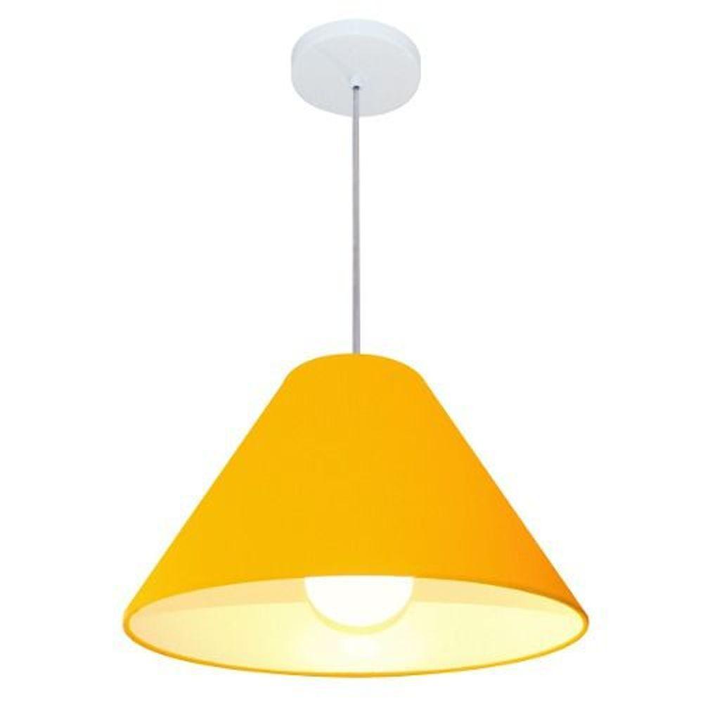 Lustre Pendente Cone Vivare Md-4078 Cúpula Em Tecido 25/40x15cm - Bivolt Laranja 127/220v - 1
