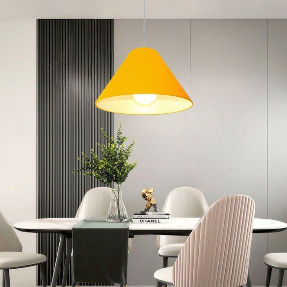 Lustre Pendente Cone Vivare Md-4078 Cúpula Em Tecido 25/40x15cm - Bivolt Laranja 127/220v - 3