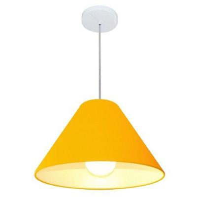 Lustre Pendente Cone Vivare Md-4078 Cúpula Em Tecido 25/40x15cm - Bivolt Laranja 127/220v