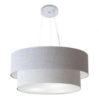 Lustre Pendente Duplo Cilíndrico Vivare Md-4073 Cúpula Em Tecido 80x60cm - Bivolt Rustico-cinza 127/220v - 3