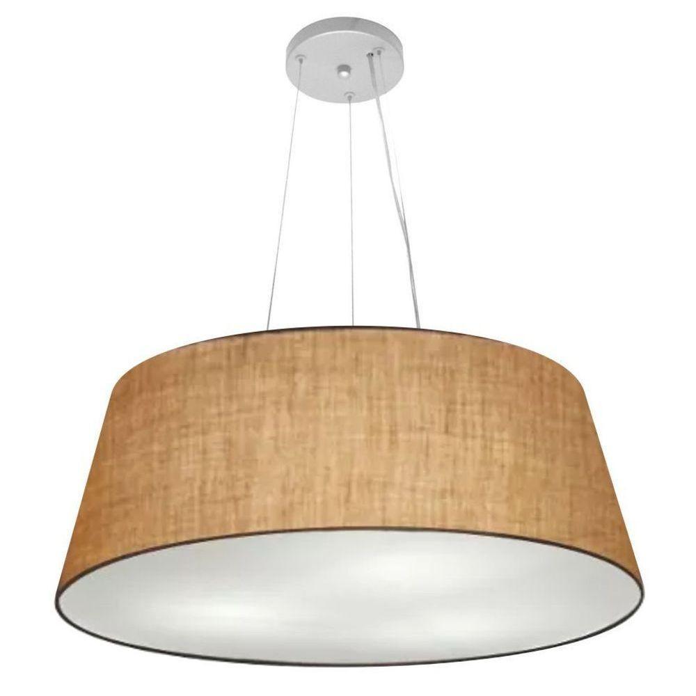 Lustre Pendente Cone Vivare Md-4072 Cúpula Em Tecido 30/80x65cm - Bivolt Palha 127/220v - 1