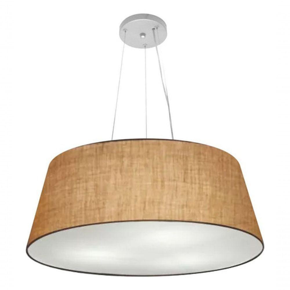 Lustre Pendente Cone Vivare Md-4072 Cúpula Em Tecido 30/80x65cm - Bivolt Palha 127/220v - 2