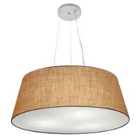 Lustre Pendente Cone Vivare Md-4072 Cúpula Em Tecido 30/80x65cm - Bivolt Palha 127/220v - 1
