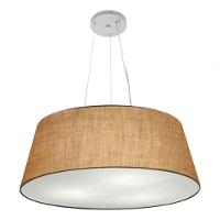 Lustre Pendente Cone Vivare Md-4072 Cúpula Em Tecido 30/80x65cm - Bivolt Palha 127/220v - 2