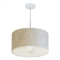 Lustre Pendente Cilíndrico Vivare Md-4202 Cúpula Em Tecido 40x25cm - Bivolt Rustico-bege 127/220v - 3