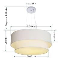 Lustre Pendente Duplo Cilíndrico Vivare Md-4061 Cúpula Em Tecido 50x40cm - Bivolt Branco 127/220v - 6