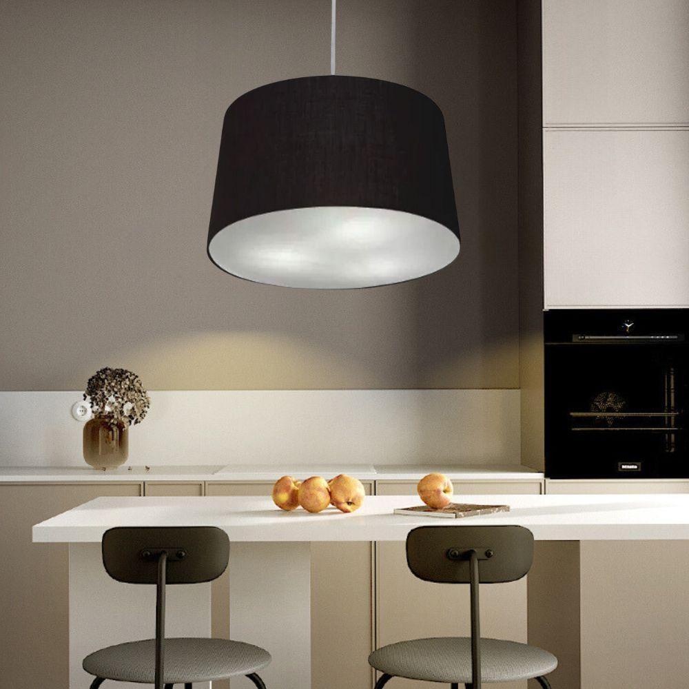 Lustre Pendente Cone Vivare Md-4156 Cúpula Em Tecido 30/45x40cm - Bivolt Preto 127/220v - 3