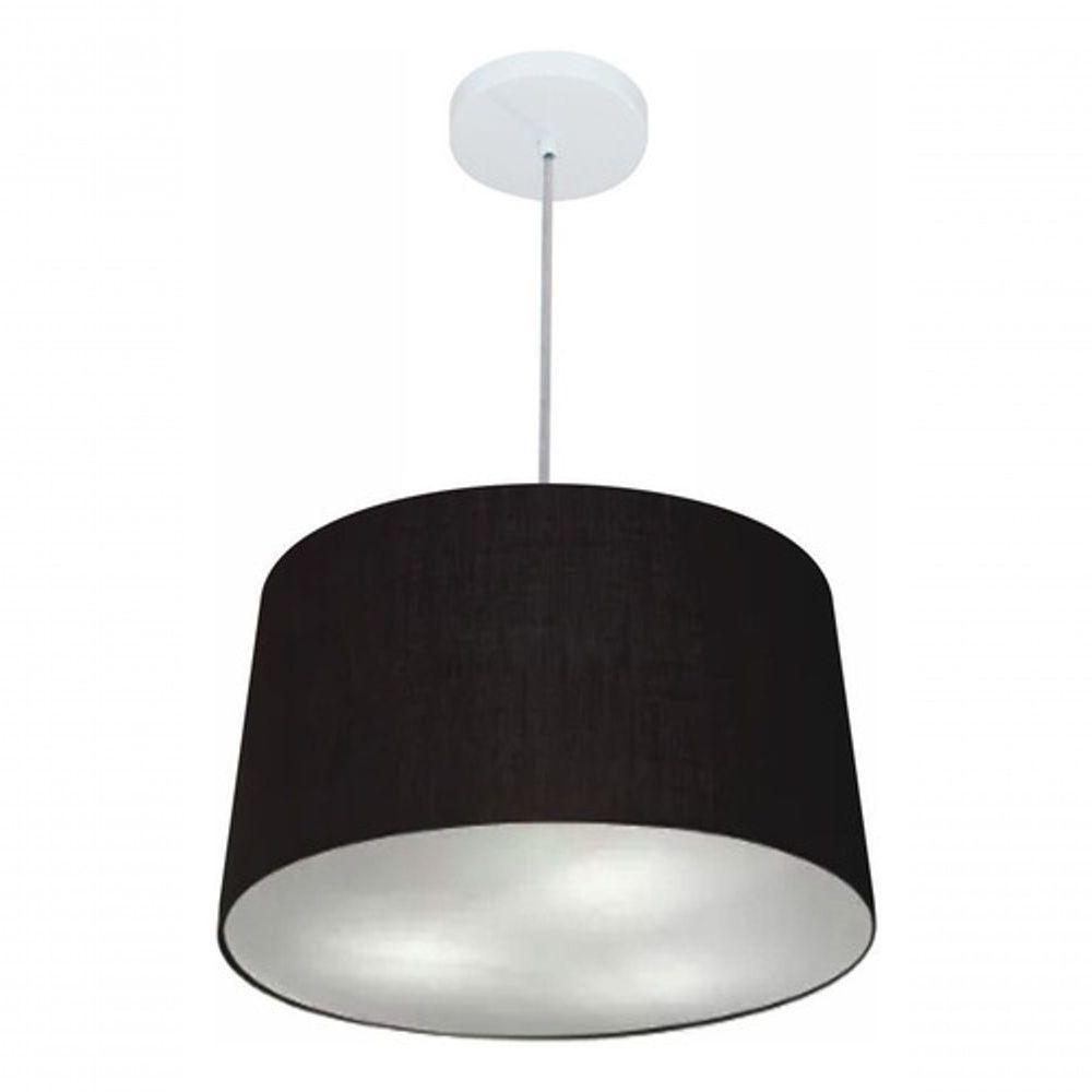 Lustre Pendente Cone Vivare Md-4156 Cúpula Em Tecido 30/45x40cm - Bivolt Preto 127/220v - 4