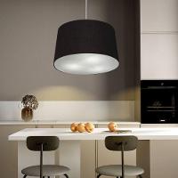 Lustre Pendente Cone Vivare Md-4156 Cúpula Em Tecido 30/45x40cm - Bivolt Preto 127/220v - 3