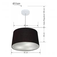 Lustre Pendente Cone Vivare Md-4156 Cúpula Em Tecido 30/45x40cm - Bivolt Preto 127/220v - 5