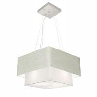 Lustre Pendente Duplo Quadrado Vivare Md-4157 Cúpula Em Tecido 40x35cm - Bivolt Rustico-cinza-branco 127/220v - 1