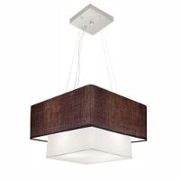 Lustre Pendente Duplo Quadrado Vivare Md-4157 Cúpula Em Tecido 40x35cm - Bivolt Café-branco 127/220v - 2