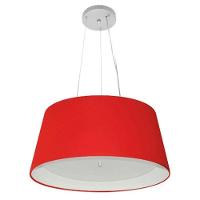 Lustre Pendente Cone Vivare Md-4144 Cúpula Em Tecido 25x50x40cm - Bivolt Vermelho-branco 127/220v - 1