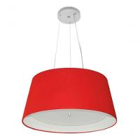 Lustre Pendente Cone Vivare Md-4144 Cúpula Em Tecido 25x50x40cm - Bivolt Vermelho-branco 127/220v - 3