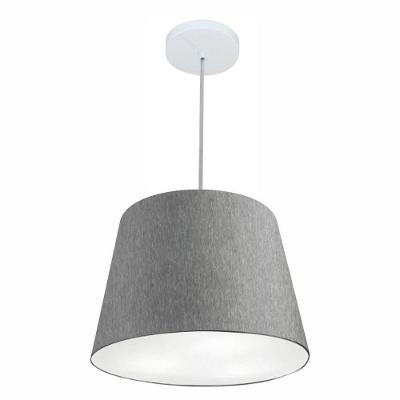 Lustre Pendente Cone Vivare Md-4155 Cúpula Em Tecido 30/40x30cm - Bivolt Rustico-cinza 127/220v