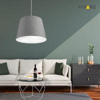 Lustre Pendente Cone Vivare Md-4155 Cúpula Em Tecido 30/40x30cm - Bivolt Rustico-cinza 127/220v - 3