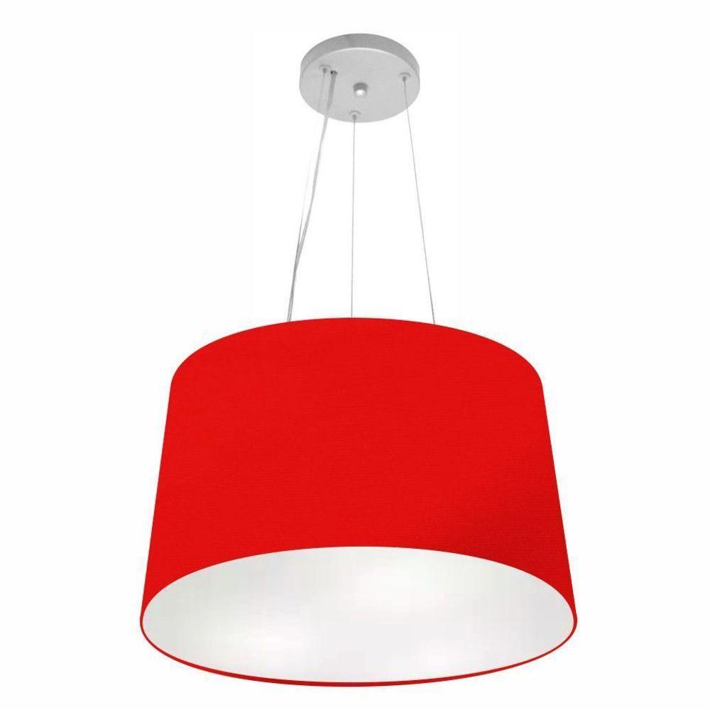 Lustre Pendente Cone Vivare Md-4153 Cúpula Em Tecido 30/45x40cm - Bivolt Vermelho 127/220v - 1