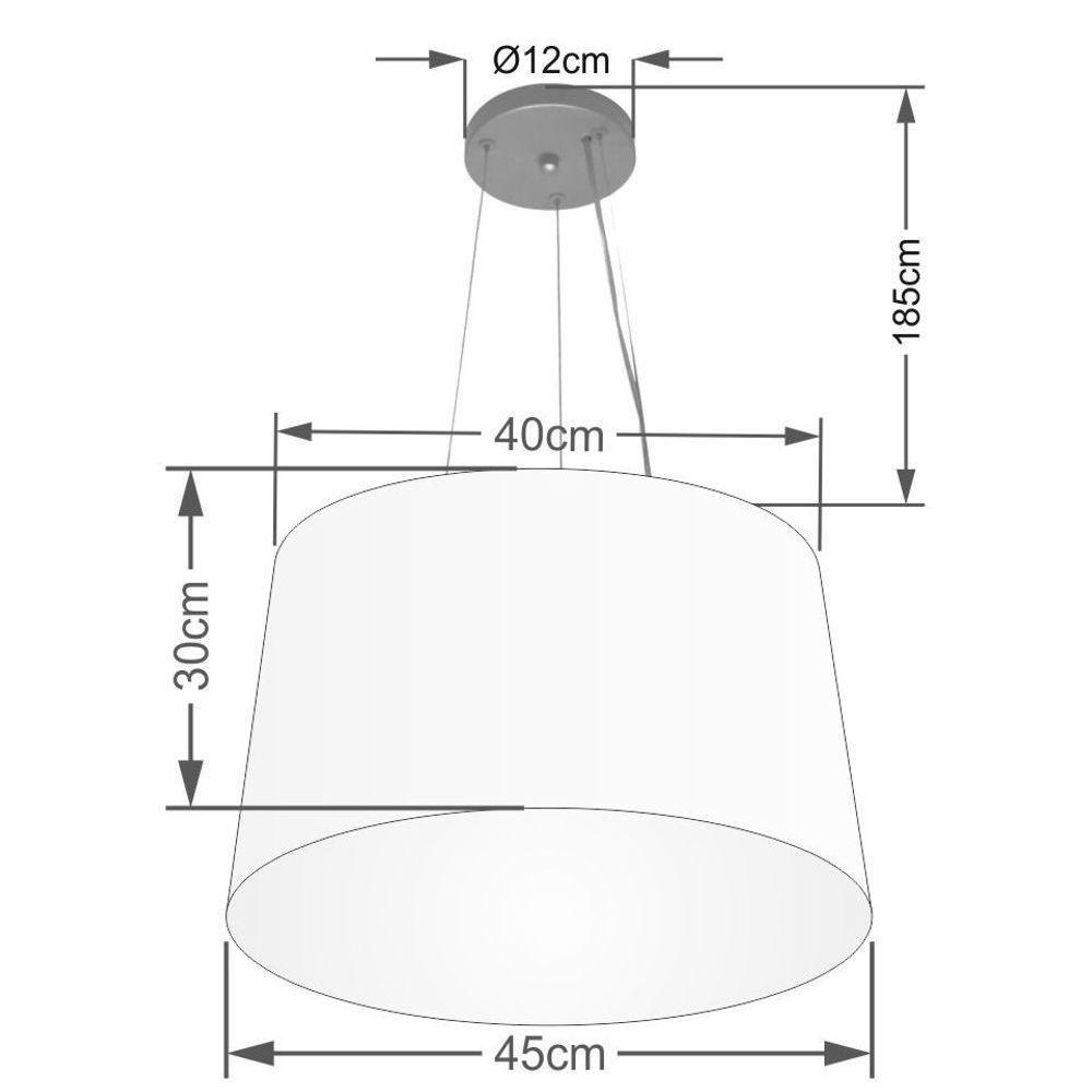 Lustre Pendente Cone Vivare Md-4153 Cúpula Em Tecido 30/45x40cm - Bivolt Vermelho 127/220v - 2