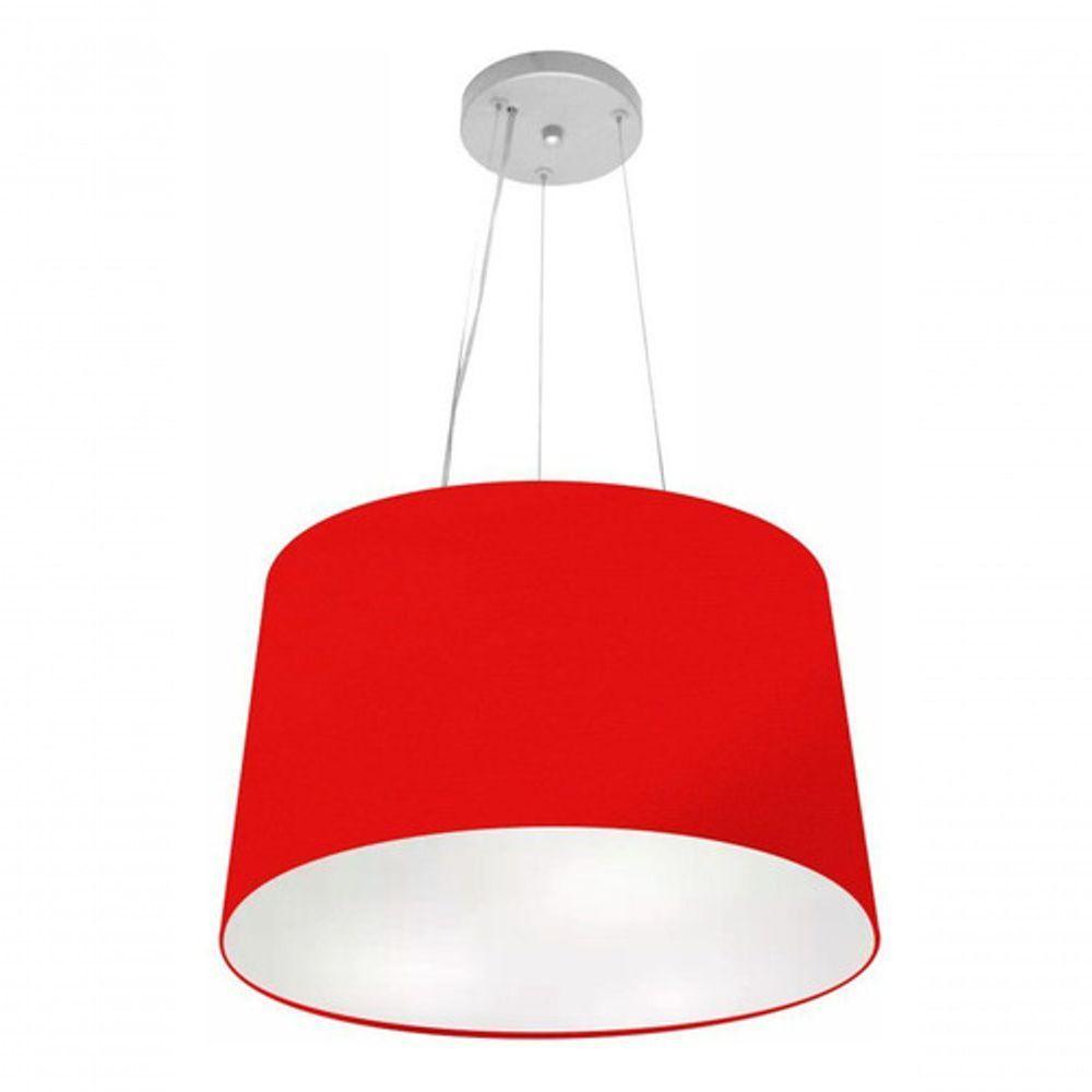 Lustre Pendente Cone Vivare Md-4153 Cúpula Em Tecido 30/45x40cm - Bivolt Vermelho 127/220v - 3