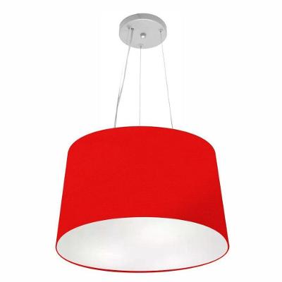 Lustre Pendente Cone Vivare Md-4153 Cúpula Em Tecido 30/45x40cm - Bivolt Vermelho 127/220v