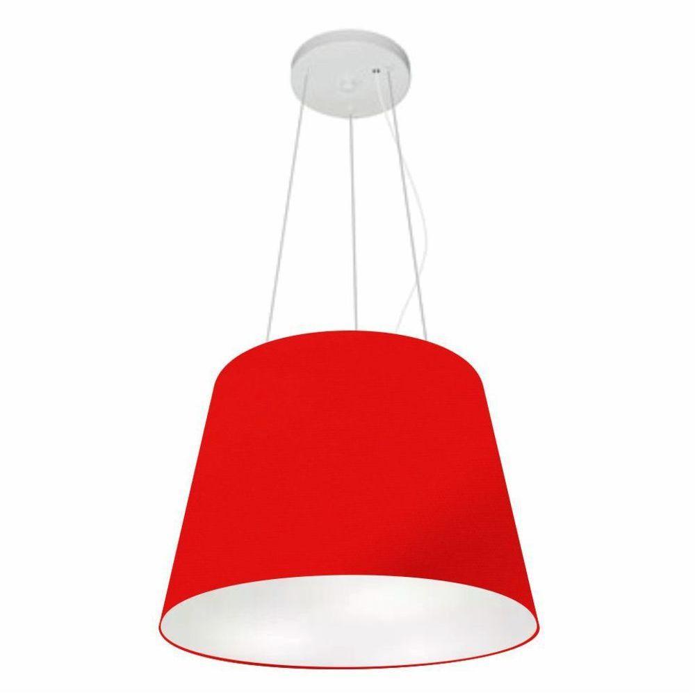 Lustre Pendente Cone Vivare Md-4152 Cúpula Em Tecido 30/40x30cm - Bivolt Vermelho 127/220v - 1