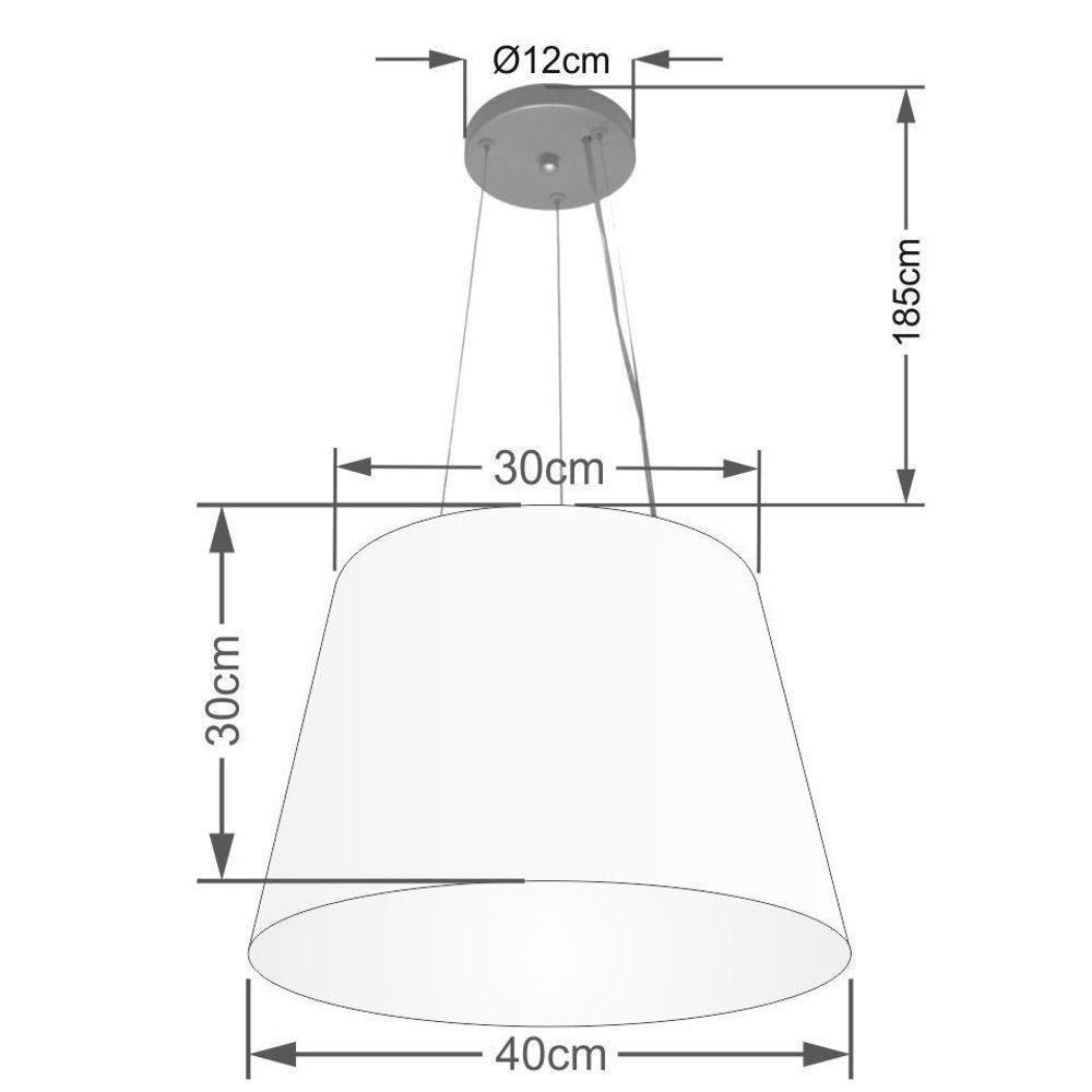 Lustre Pendente Cone Vivare Md-4152 Cúpula Em Tecido 30/40x30cm - Bivolt Vermelho 127/220v - 2