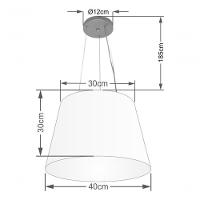 Lustre Pendente Cone Vivare Md-4152 Cúpula Em Tecido 30/40x30cm - Bivolt Vermelho 127/220v - 4