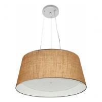Lustre Pendente Cone Vivare Md-4144 Cúpula Em Tecido 25x50x40cm - Bivolt Palha-branco 127/220v - 3