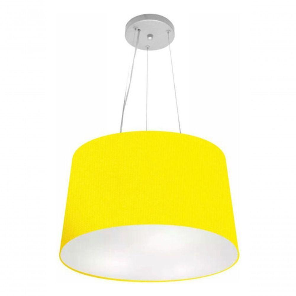 Lustre Pendente Cone Vivare Md-4153 Cúpula Em Tecido 30/45x40cm - Bivolt Amarelo 127/220v - 3