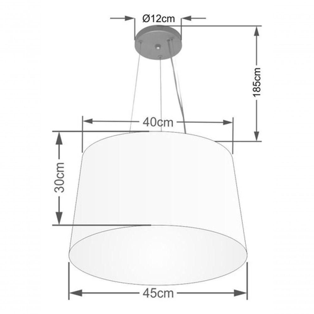 Lustre Pendente Cone Vivare Md-4153 Cúpula Em Tecido 30/45x40cm - Bivolt Amarelo 127/220v - 4