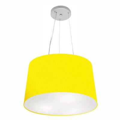 Lustre Pendente Cone Vivare Md-4153 Cúpula Em Tecido 30/45x40cm - Bivolt Amarelo 127/220v