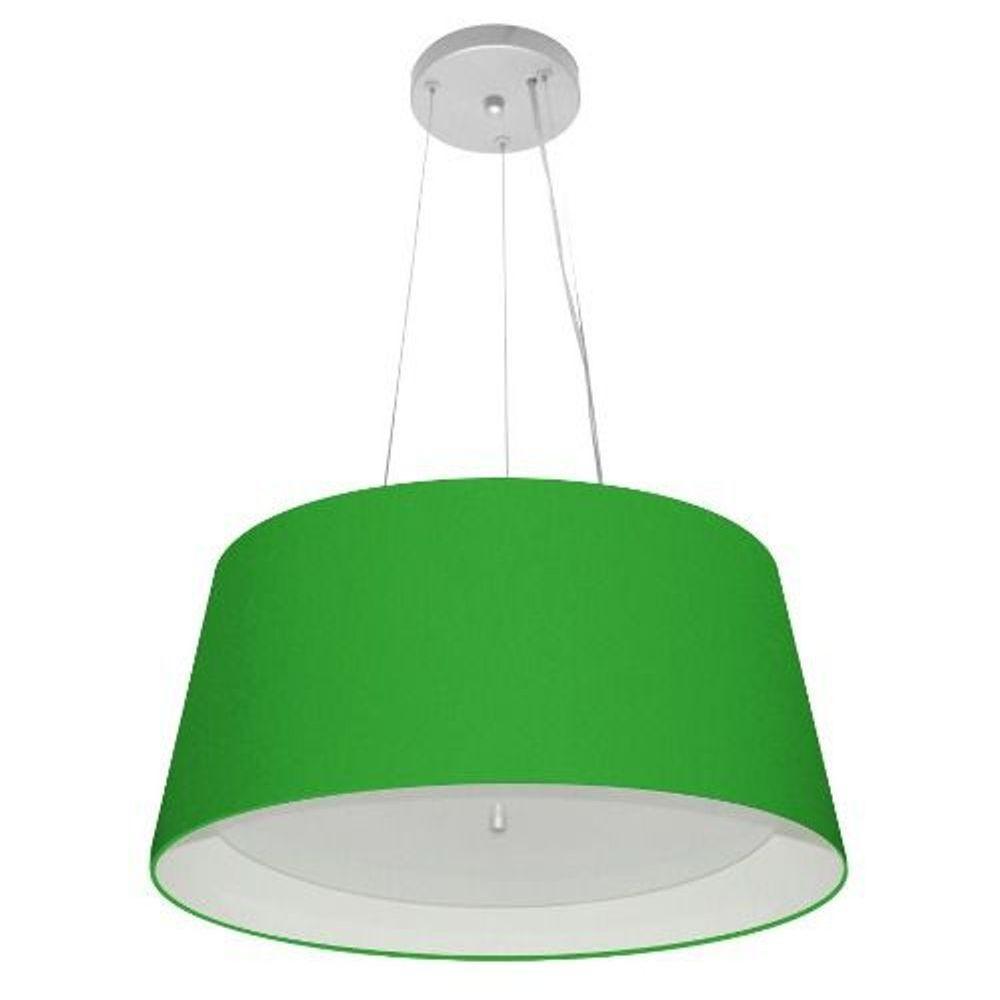 Lustre Pendente Cone Vivare Md-4144 Cúpula Em Tecido 25x50x40cm - Bivolt Verde-folha-branco 127/220v - 1