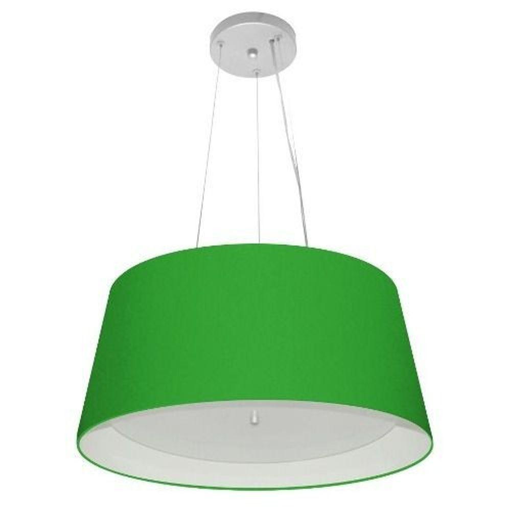 Lustre Pendente Cone Vivare Md-4144 Cúpula Em Tecido 25x50x40cm - Bivolt Verde-folha-branco 127/220v - 3