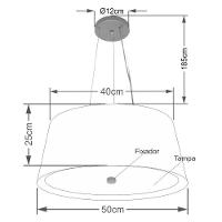 Lustre Pendente Cone Vivare Md-4144 Cúpula Em Tecido 25x50x40cm - Bivolt Verde-folha-branco 127/220v - 2