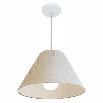 Lustre Pendente Cone Vivare Md-4078 Cúpula Em Tecido 25/40x15cm - Bivolt Linho Bege 127/220v