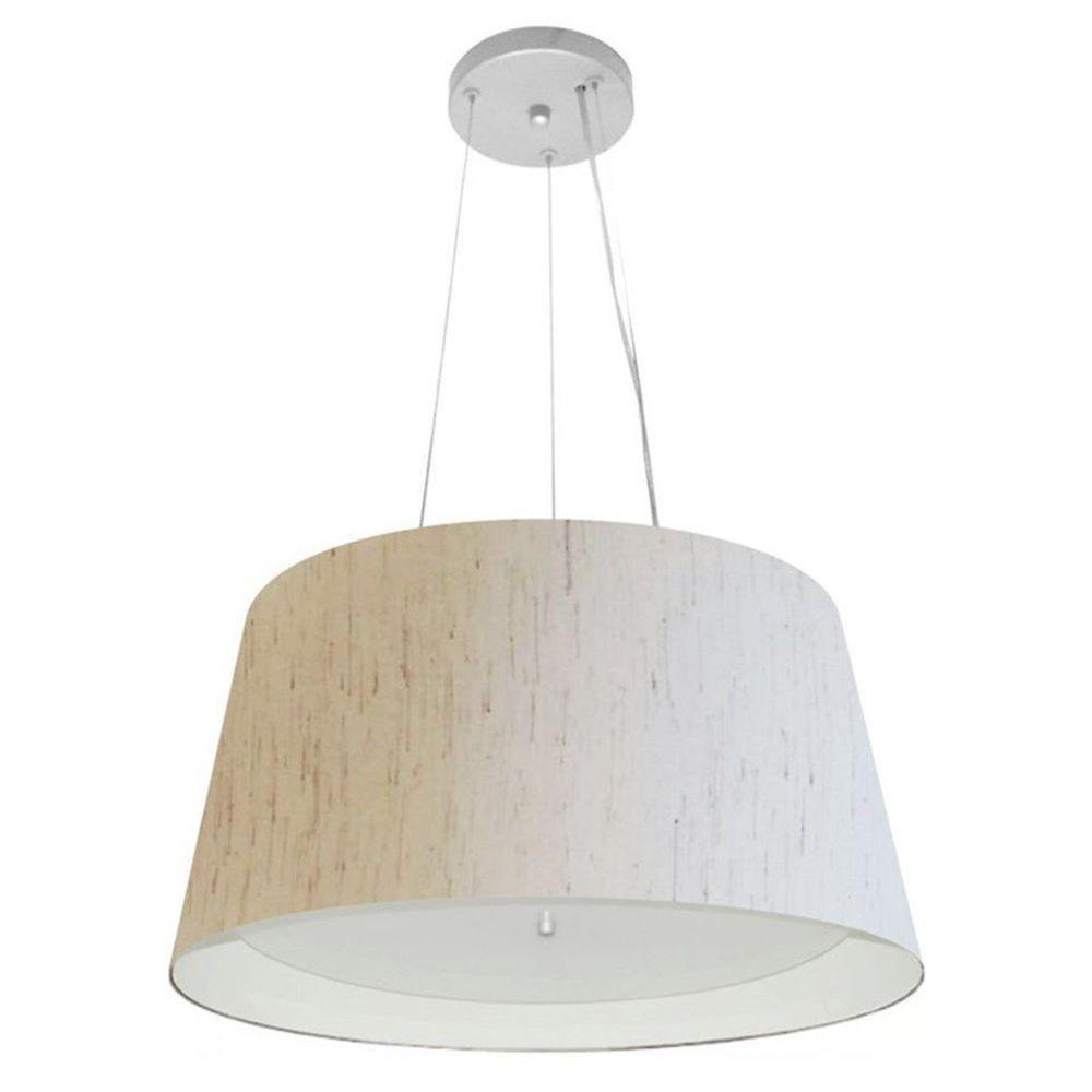Lustre Pendente Cone Vivare Md-4144 Cúpula Em Tecido 25x50x40cm - Bivolt Linho-bege-branco 127/220v - 1