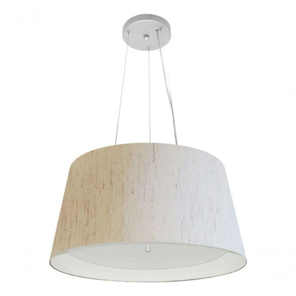 Lustre Pendente Cone Vivare Md-4144 Cúpula Em Tecido 25x50x40cm - Bivolt Linho-bege-branco 127/220v - 3