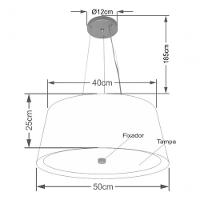Lustre Pendente Cone Vivare Md-4144 Cúpula Em Tecido 25x50x40cm - Bivolt Linho-bege-branco 127/220v - 4