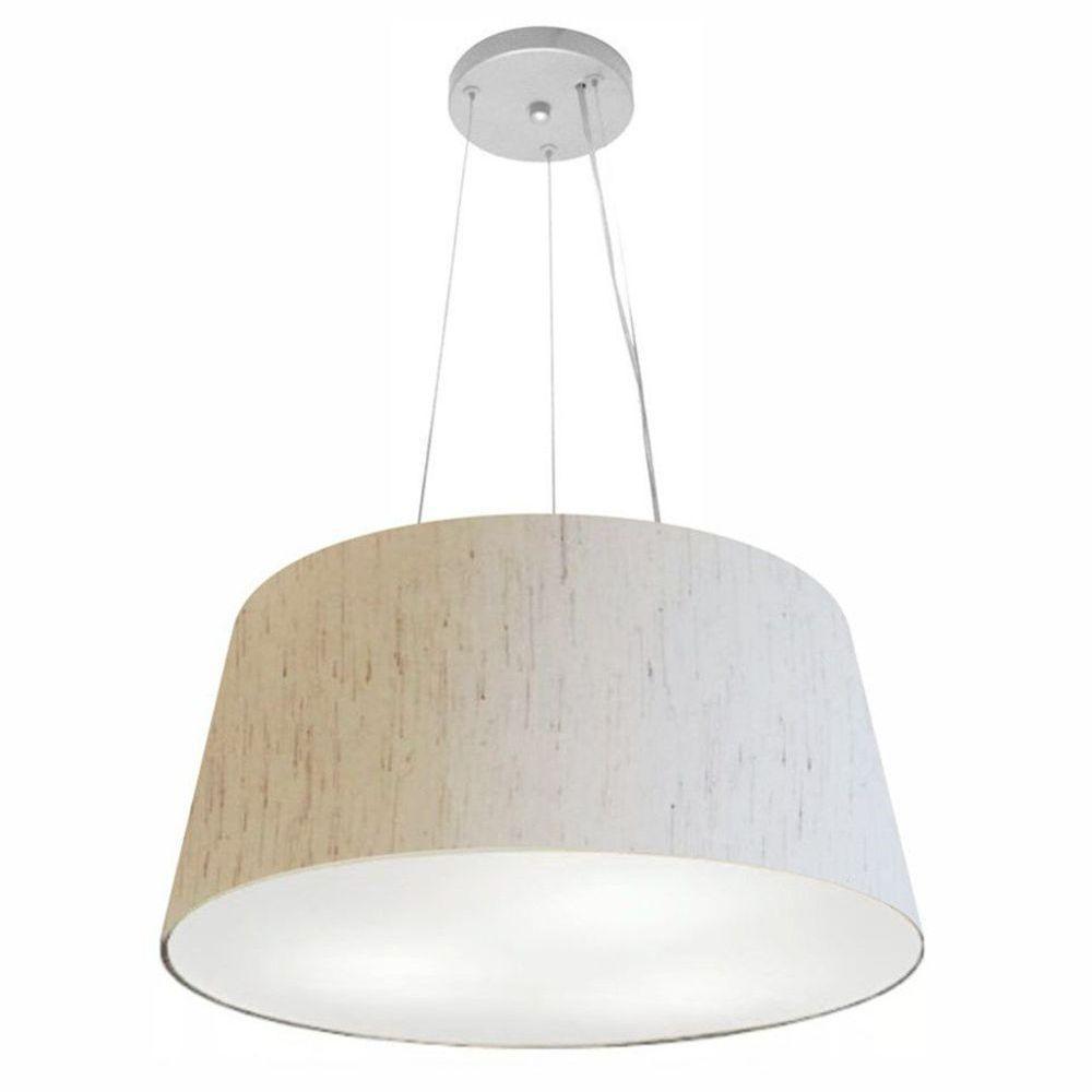 Lustre Pendente Cone Vivare Md-4048 Cúpula Em Tecido 21/50x40cm - Bivolt Linho Bege 127/220v - 1