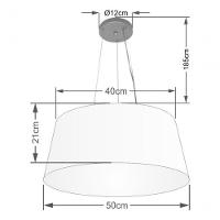 Lustre Pendente Cone Vivare Md-4048 Cúpula Em Tecido 21/50x40cm - Bivolt Linho Bege 127/220v - 4