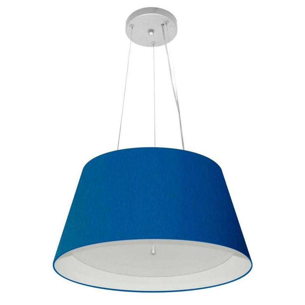 Lustre Pendente Cone Vivare Md-4119 Cúpula Em Tecido 21x40x30cm - Bivolt Azul-marinho-branco 127/220v - 1