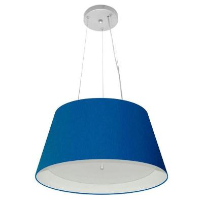Lustre Pendente Cone Vivare Md-4119 Cúpula Em Tecido 21x40x30cm - Bivolt Azul-marinho-branco 127/220v