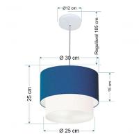 Lustre Pendente Duplo Cilíndrico Vivare Md-4161 Cúpula Em Tecido 30x25cm - Bivolt Azul-marinho 127/220v - 5