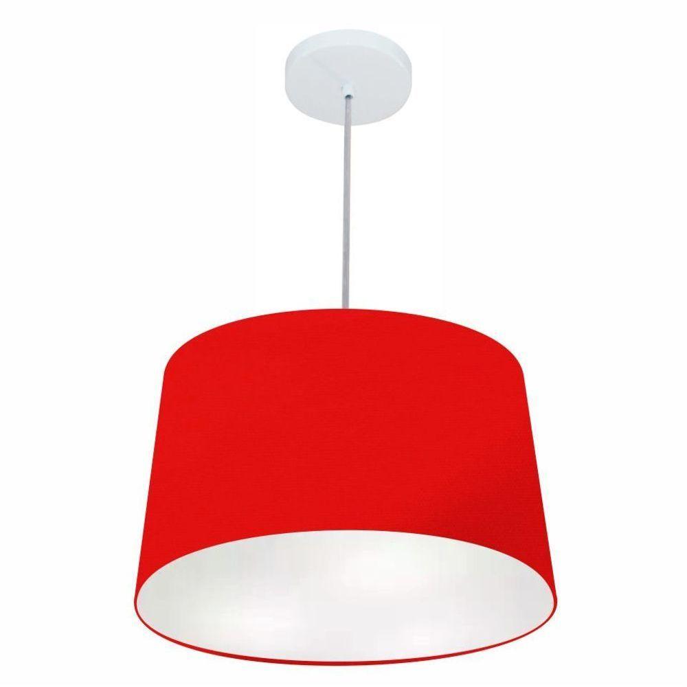 Lustre Pendente Cone Vivare Md-4156 Cúpula Em Tecido 30/45x40cm - Bivolt Vermelho 127/220v - 1